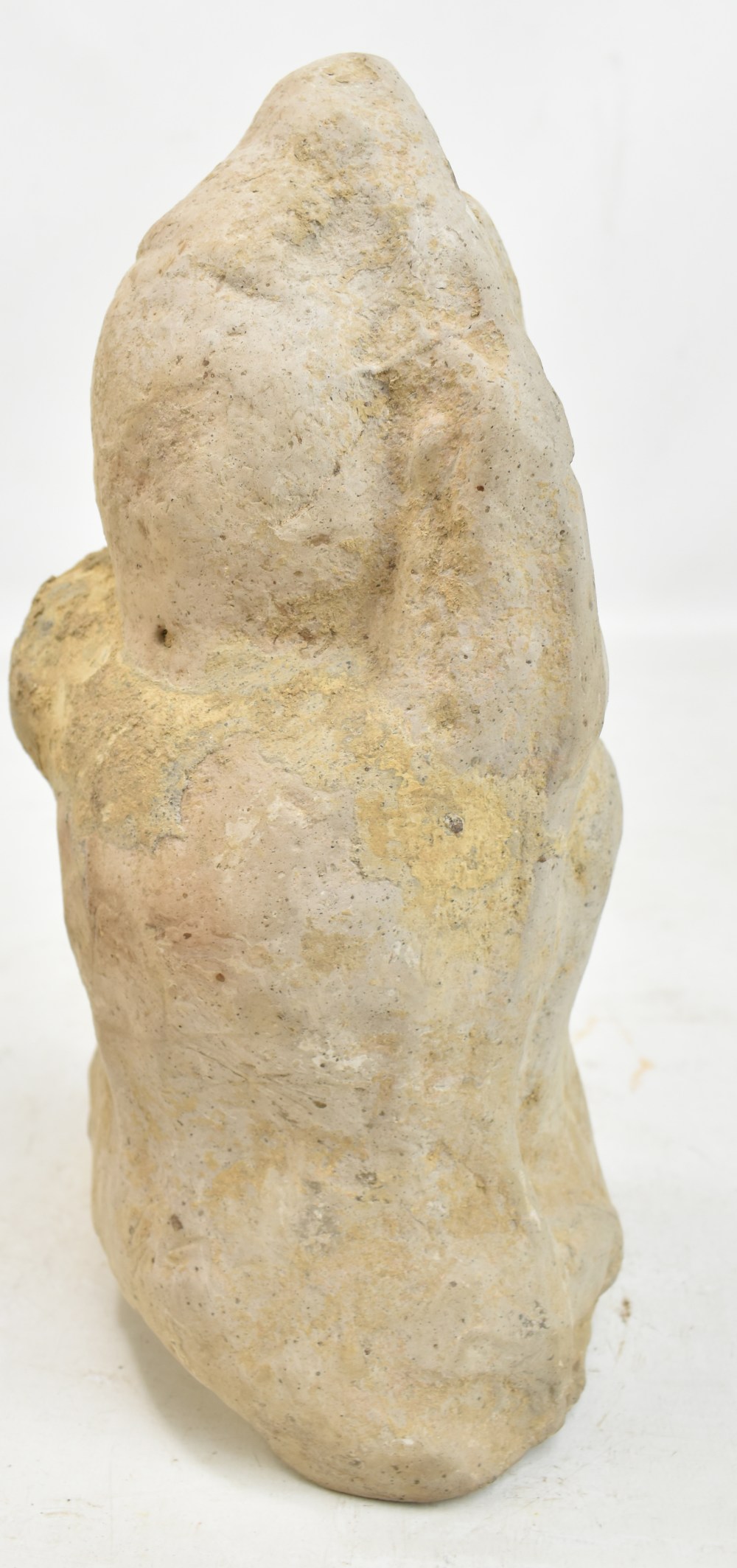 A Chinese Han dynasty stoneware figure, upper torso and head only, features indistinct, height - Image 6 of 14