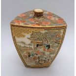 KINKOZAN; a good Japanese Meiji period Satsuma vase of triangular form with millefiori decorated