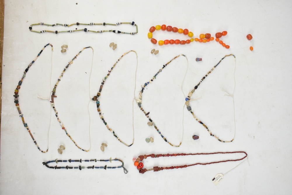 A small group of ancient jewellery including Egyptian faience turquoise glazed beads, Javan orange - Image 8 of 18