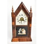 JEROME & CO OF NEW HAVEN, CONN. USA; a late 19th century American 'Steeple' Gothic mantel clock, the