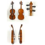 MEDIO-FINO; a French quarter size violin with one-piece back, length 25.5cm, cased.