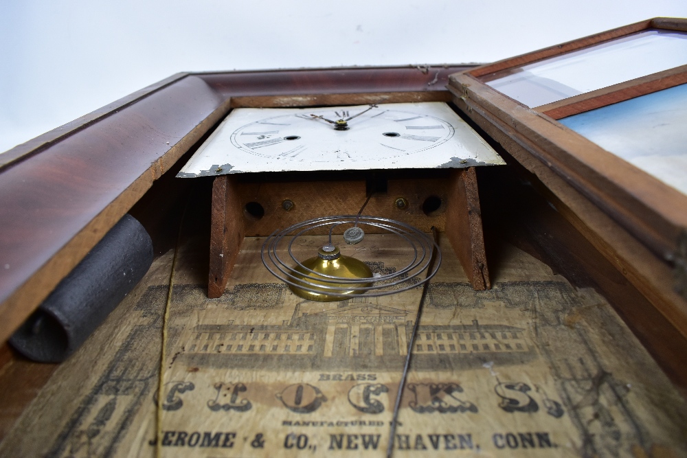 JEROME & CO OF NEW HAVEN, CONN. USA; a late 19th century American mahogany veneered ogee wall clock, - Image 6 of 9