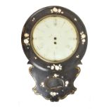 A 19th century ebonised wall clock case and dial only (no mechanism), the circular dial set with