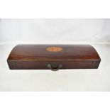 A late 19th century mahogany and shell inlaid violin case, 80 x 31cm.