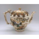 KINKOZAN; a fine Japanese Meiji period Satsuma kyushu (teapot) of globular form decorated with