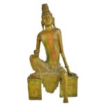 A large 19th century Southeast Asian Buddhist bronze figure of Bodhisattva Maitreya in seated