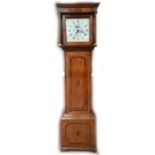 CHARLES WALKER OF LUDLOW; a 19th century oak cased thirty hour longcase clock, painted dial with