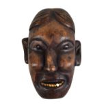 An early 20th century Naga headhunter's skull head taking status mask trophy, Konyak people of