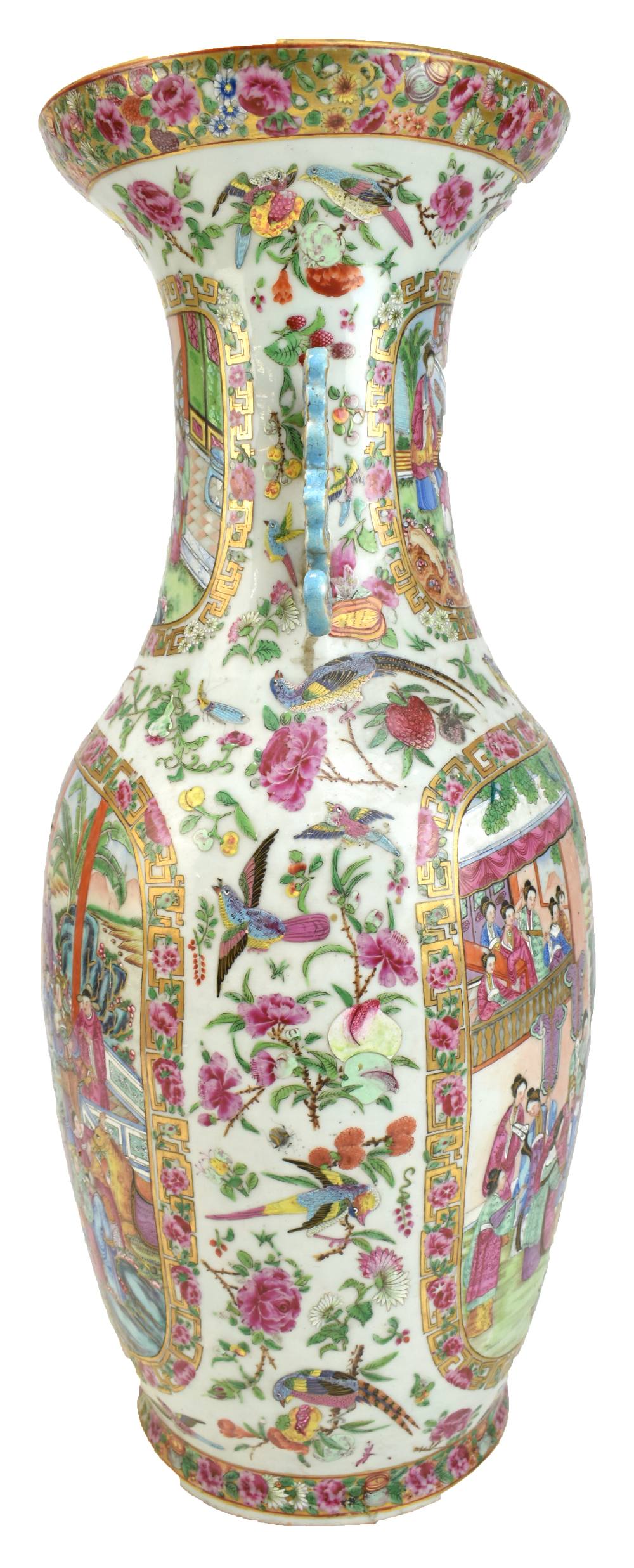 A mid-19th century Chinese Canton Famille Rose porcelain twin handled vase, painted with figures - Image 4 of 35