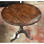 A late 18th/early 19th century mahogany tilt top tripod table, 72 x 70cm (af).Additional