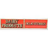 A pair of 1960's / 1970's double sided card advertising signs inscribed 'Dairy Products' and '