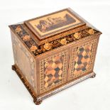 TUNBRIDGE WARE; a good 19th century tabletop jewellery cabinet with inlaid decoration throughout,