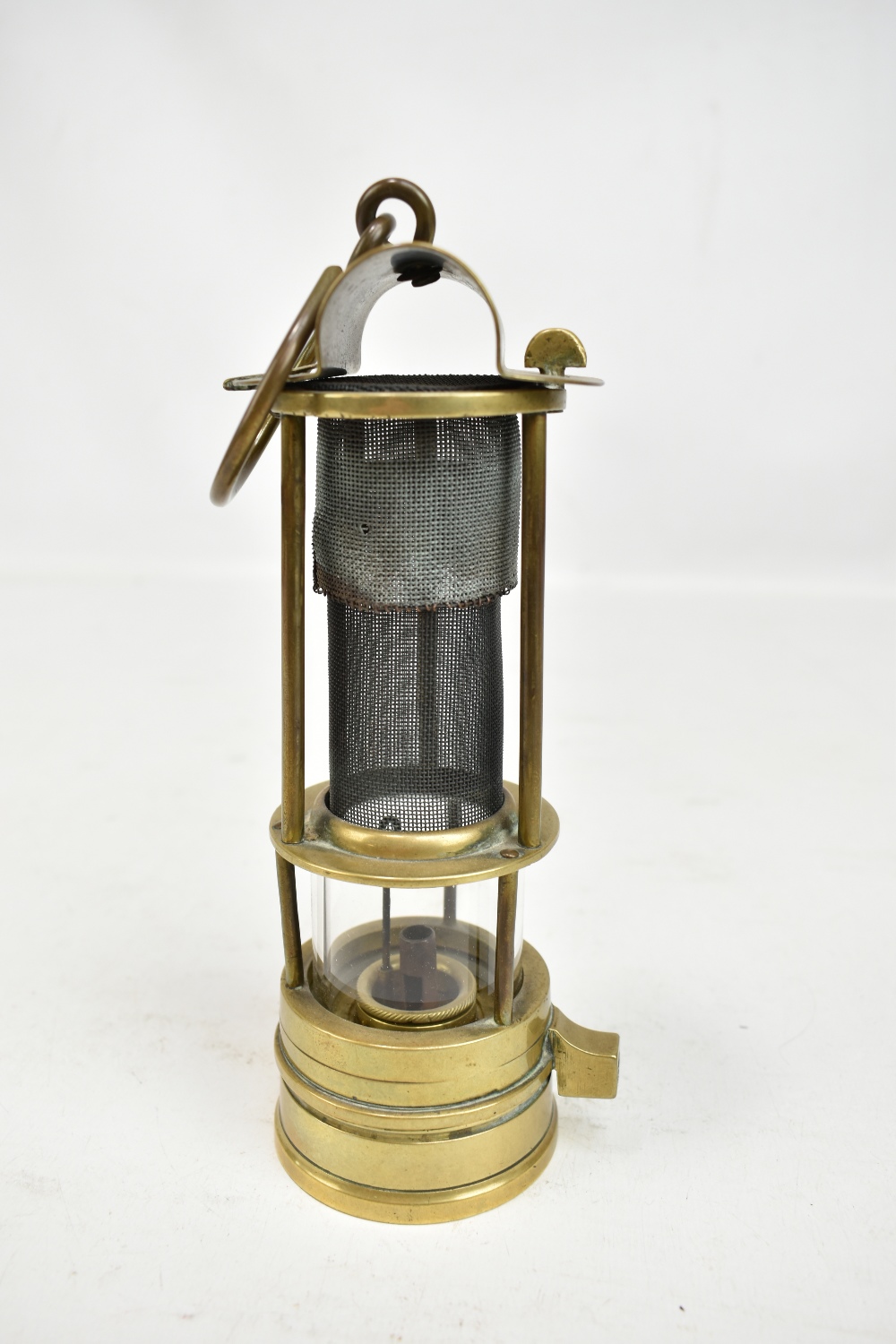 LAIDLER OF DURHAM; an early 20th century three bar Clanny-type frame safety lamp with stamped - Image 4 of 6