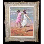 PAUL GRIBBLE (born 1938); oil on canvas, 'On The Beach', signed lower left, 50 x 40cm. framed. (D)
