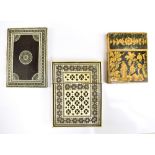 A 19th century Anglo-Indian card case, 7.5 x 8.3cm, a pen work card case, 8 x 6.5cm, and an Anglo-