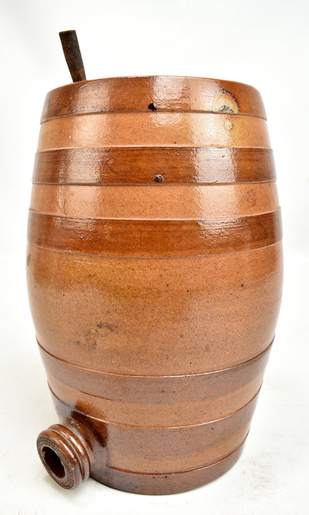 A late 19th/early 20th century stoneware one gallon barrel, height 27cm.