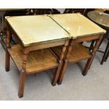 RALPH JOHNSON; a set of four early 20th century oak occasional tables of square form, with brass