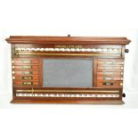 BURROUGHES & WATTS OF LONDON; a 19th century mahogany snooker scoreboard, with slate centre and