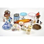 A collection of 19th century and later ceramics and glass ware to include a Mortlake style lidded