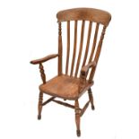 A mid-late 19th century elm Windsor lath back elbow chair, height 109cm.Additional InformationWear