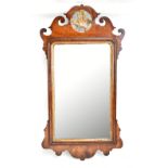 A 19th century mahogany Chippendale style wall mirror with inset bevelled mirror plate, 90 x 48cm.