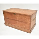 An early-mid 20th century waxed pine blanket box, raised on plinth base, height 50cm, length 94cm,