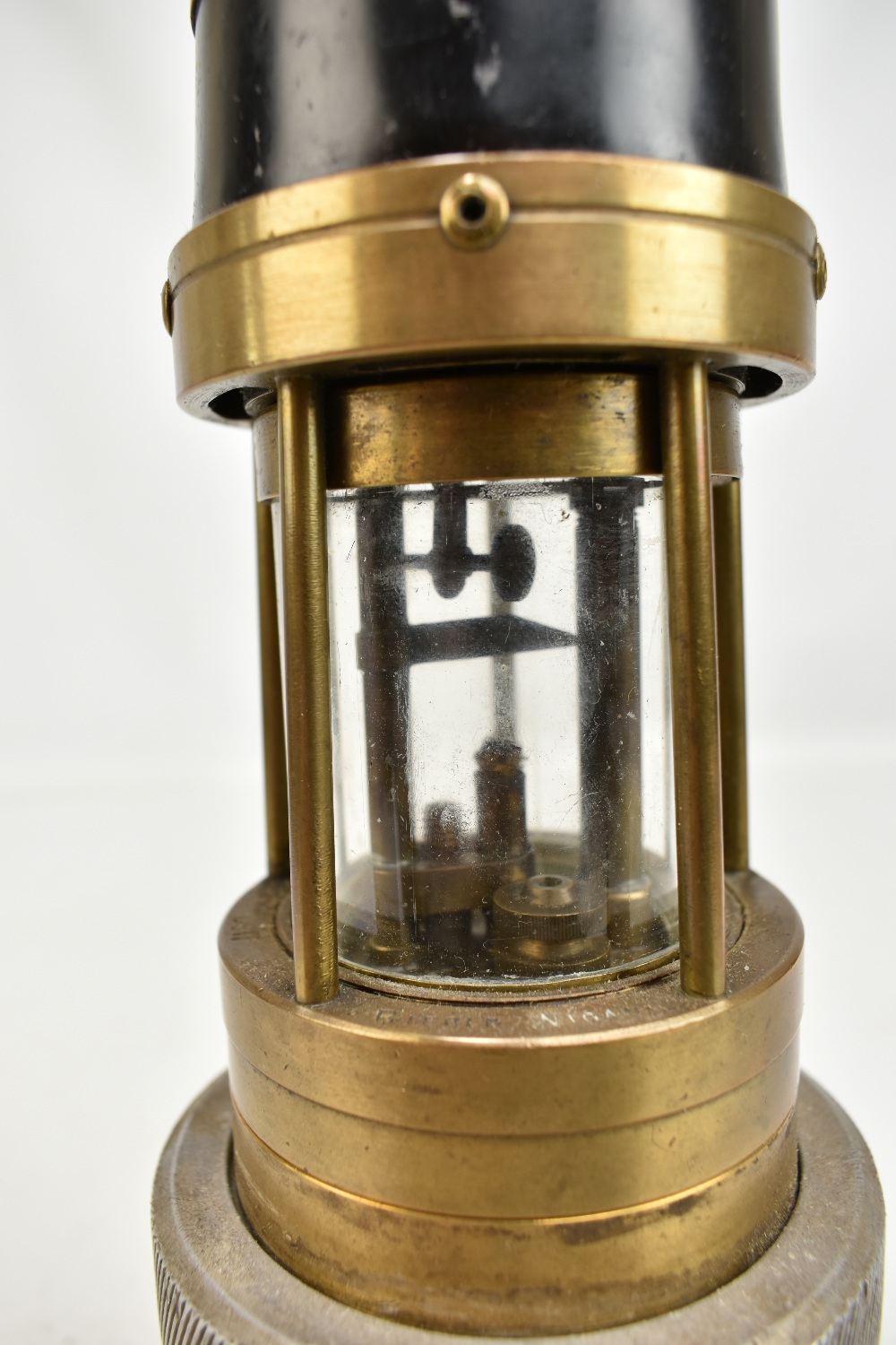 NAYLOR OF WIGAN; an early 20th century 'Spiralarm' miner's safety lamp with aluminium bonnet, - Image 6 of 9