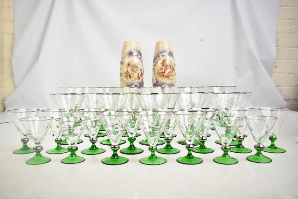 A mixed lot of assorted glassware including a pair of opaque pedestal vases, Art Deco glassware, - Image 2 of 5