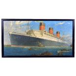 CHAD VALLEY; a jigsaw puzzle depicting HMS Queen Mary, 35.5 x 68cm, inset within frame.Additional