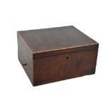A George III mahogany crossbanded and inlaid travelling box with two compartmentalised side drawers,