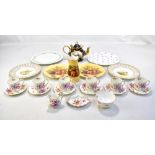 A mixed lot of 19th century and later ceramics to include Royal Crown Derby Posies part service, a