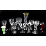 A collection of 19th century and later glass ware, including ale glasses, further glass with