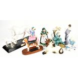 Five Royal Doulton figurines to include HN2051 'St George', HN2314 'Old Mother Hubbard', HN1412 '