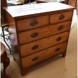 A 19th century mahogany chest of two short over three long drawers on ogee bracket feet 108 x 104.