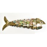 A 20th century abalone model of an articulated fish, length 19.5cm.Additional InformationLarge areas