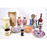 A mixed lot of assorted ceramics including a Gray's pottery vase, with painted floral decoration,