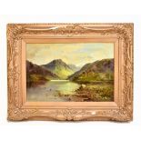 CLEMENT ADAMS; oil on canvas, 'Ben Lomand', loch and mountain landscape with birds to foreground and