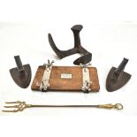 A mixed lot of assorted items to include an Austin Reed tie press, two irons etc.