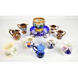 A mixed group of ceramics including Royal Doulton stoneware vase, height 12.7cm, Gaudy Welsh jugs