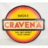 An original advertising tin sign 'Smoke Craven "A" Will Not Affect Your Throat', diameter 60cm.