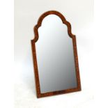 A rosewood and marquetry inlaid strut mirror, length 92cm.