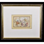 18TH CENTURY DUTCH SCHOOL; watercolour, 'Fruit Collectors', unsigned, 9 x 14.5cm, framed and