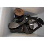 A group of late 19th/early 20th century cast iron shoe lasts, some with stamped marks, including one