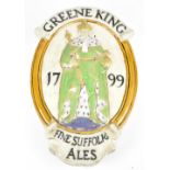 EDWARD KRUGER GRAY FOR DOULTON LAMBETH; an advertising ceramic plaque 'Greene King Fine Suffolk