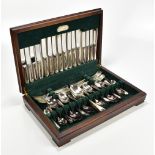 ELKINGTON; a silver plated mahogany cased canteen of cutlery.Additional InformationGeneral wear,