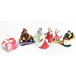 ROYAL DOULTON; seven figures comprising HN14393 'The Potter', 'The Balloon Seller', 'Autumn Breezes'