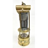 LAIDLER OF DURHAM; an early 20th century three bar Clanny-type frame safety lamp with stamped