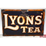 An original advertising bowfronted enamelled sign 'Lyon's Tea', 49.5 x 74cm.Additional