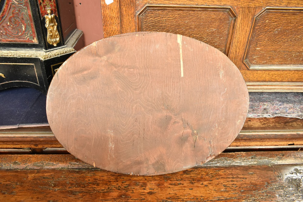 An Edwardian mahogany and line inlaid oval wall mirror with bevelled plate, 69 x 49cm.Additional - Image 3 of 3