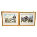 HARRY WALDER (1909-1992); pair of watercolours including a market scene, each signed lower right, 26